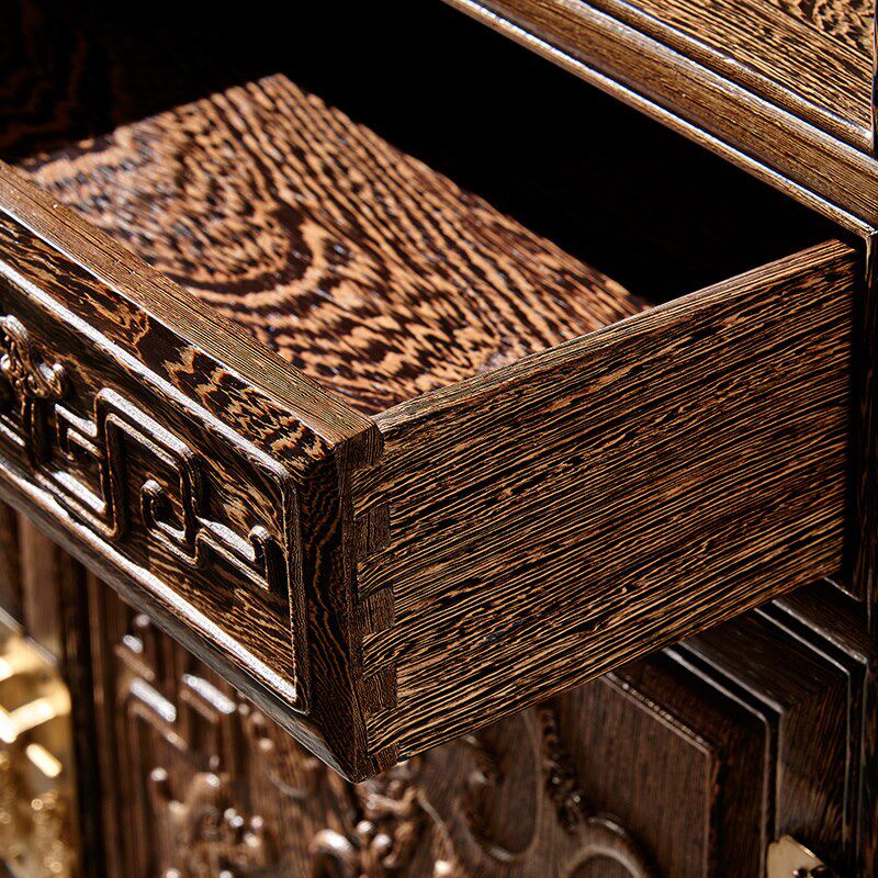 王木匠鸡翅木书架书橱陈列架实木书柜三层展示架文件柜红木家具