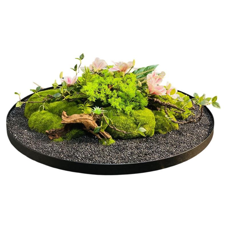 餐厅大圆桌仿真花装饰摆件高档酒店包厢圆形桌面转盘中间假花台花