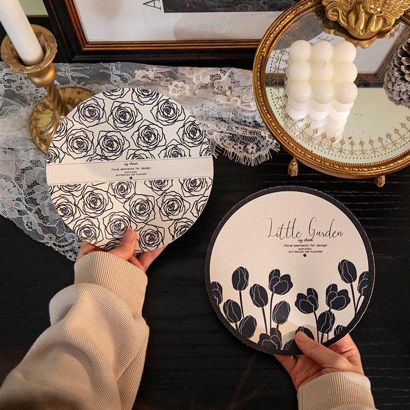 黑白郁金香皮革餐垫桌面餐桌隔热垫U皮碗盘垫防水防油高级感餐垫,居家布艺,餐垫,淘宝优惠券,粉丝福利购,淘宝优惠卷