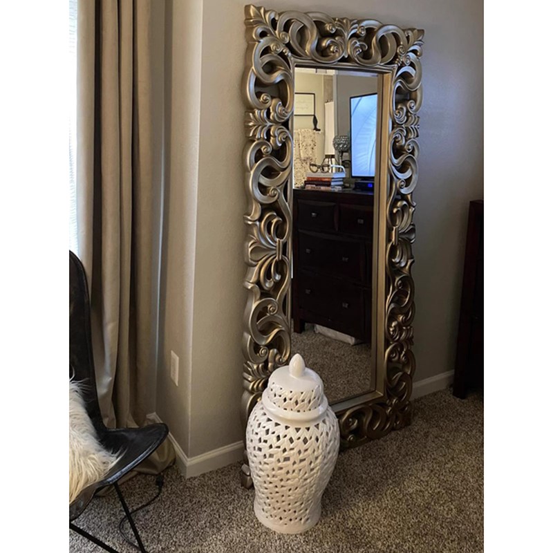 法式复古全身镜实木重工雕花穿衣落地镜欧式巴洛克镜置地大镜子