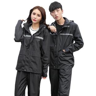 男女分体雨衣雨裤装登山单车雨衣黑色防暴雨工地干活老年人大童