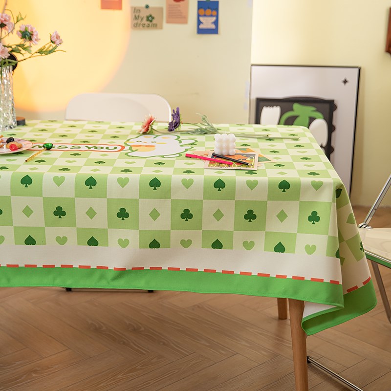 可爱卡通格子桌布防水防油棉麻餐桌台布防烫隔热茶几布圆桌布in