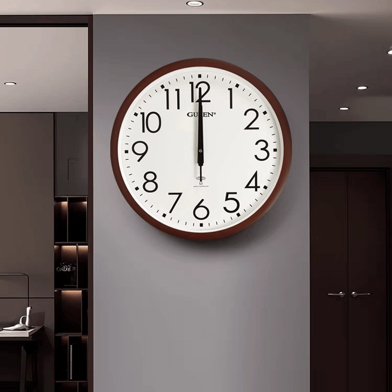 金钟宝自动对时挂钟2厘米大号时钟客厅静音电波挂表现代钟表