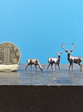 黄铜微景观仿真梅鹿装饰摆设盆景园艺布景小鹿鱼缸假山造景