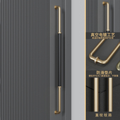 定制大门拉手皮质框门大拉手金色大门把手