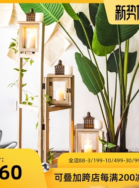 J慕空间 复古田园浪漫烛台屏风装饰架 园阳台蜡烛灯摆设架子