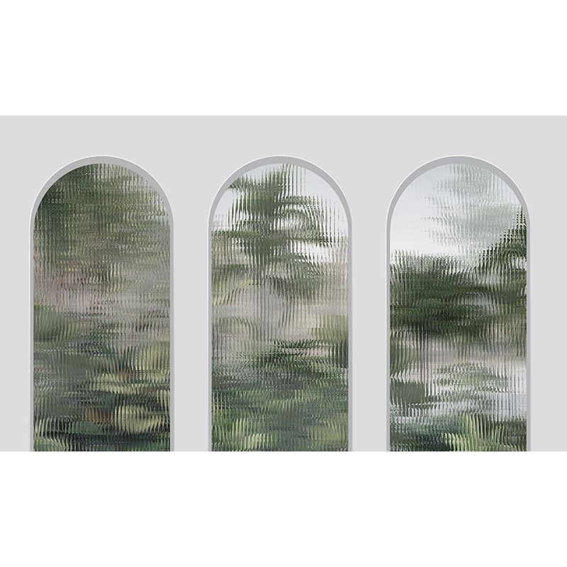 d森林植物墙纸风景墙布法式客厅餐厅沙发背景延伸空间仿玻璃壁纸