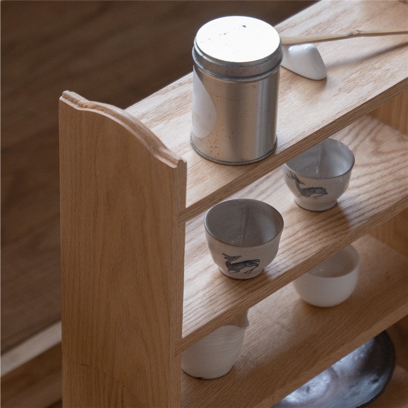 木墨生活 茶空间小杯架 红橡木樱桃木桃茶室客厅架子