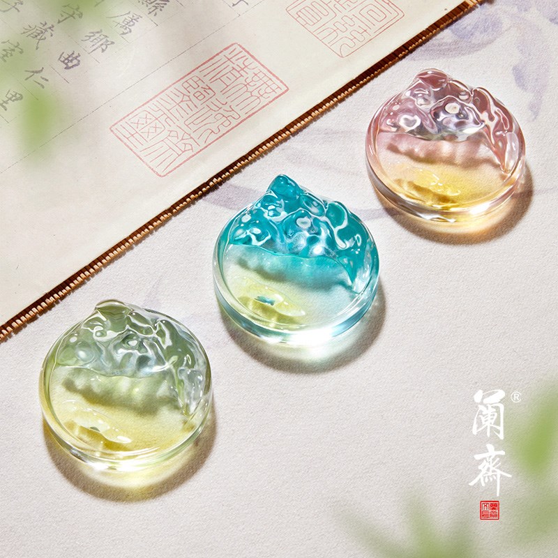兰斋多功能墨碟琉璃古风创意墨碟国画书法专用笔搁笔舔小水碟文房