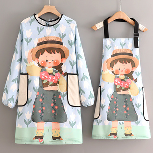 做饭围裙女可爱厨房家用日系饭单透气耐磨防油大人罩衣工作服 长袖