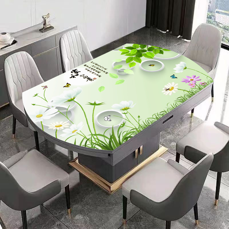 椭圆免洗pvc软玻璃防水桌垫圆形折叠餐桌中间椭圆部分专用水晶板