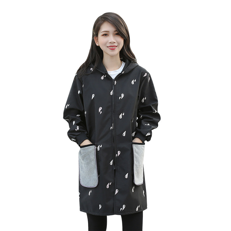 家用时尚加绒加厚防水防油大人女士上衣围裙冬季男罩衣外工作服