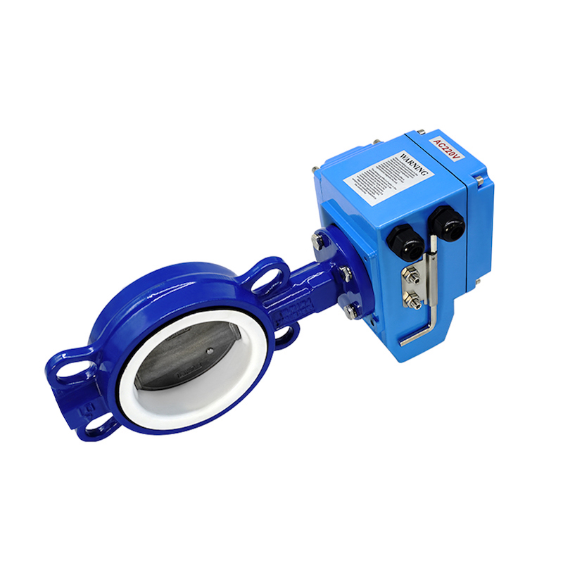 D971F-1 新款电动对夹四氟不锈钢板蝶 DN 5  100  00