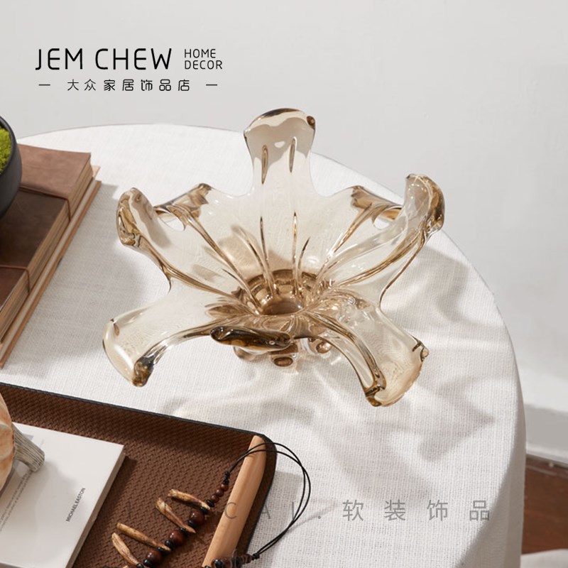 民宿客餐厅桌面装饰摆件个性创意水晶果盘茶几托盘陶瓷小摆设