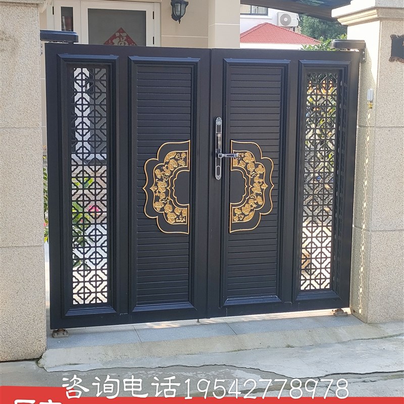 上海铝合金别墅对开大门电动门平移门折叠门花园小门铁艺院子大门