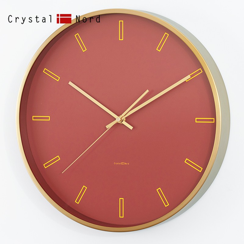 Crystal Nord红色喜庆轻奢钟表客厅挂钟时尚静音时钟创意挂墙装饰