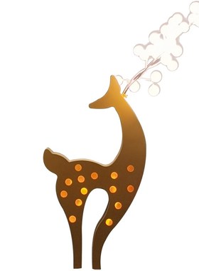 抽象不锈钢剪影梅花鹿雕塑幼儿园户外草坪装饰玻璃钢发光鹿大摆件