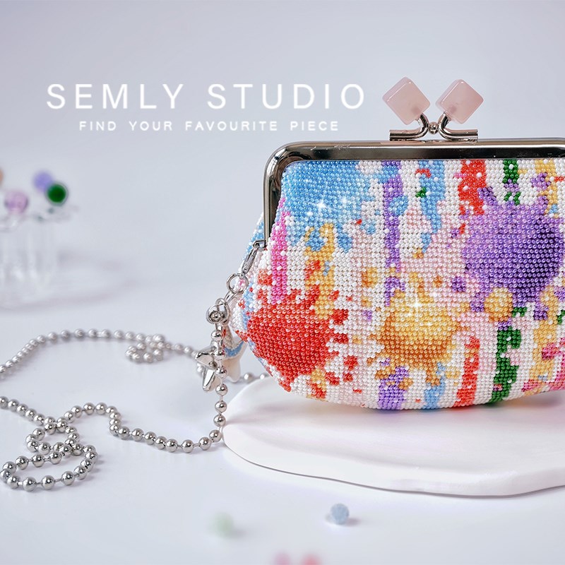 【SEMLY STUDIO 】[材料包]满珠绣多巴胺五彩色刺绣diy手工链条包
