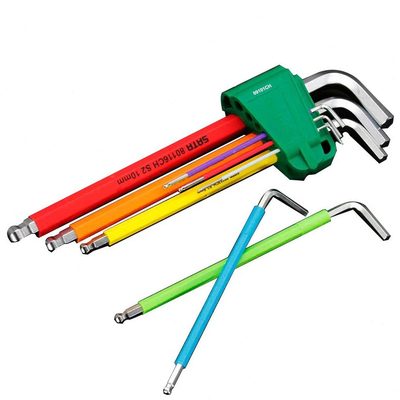 严选世达工具 扳手套装 9件长球头内六角彩色内六角 09101CH