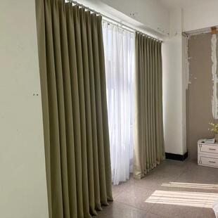 卧室窗帘高遮光隔寒隔音加厚窗帘黑丝物理遮阳麻布家用办公室别墅