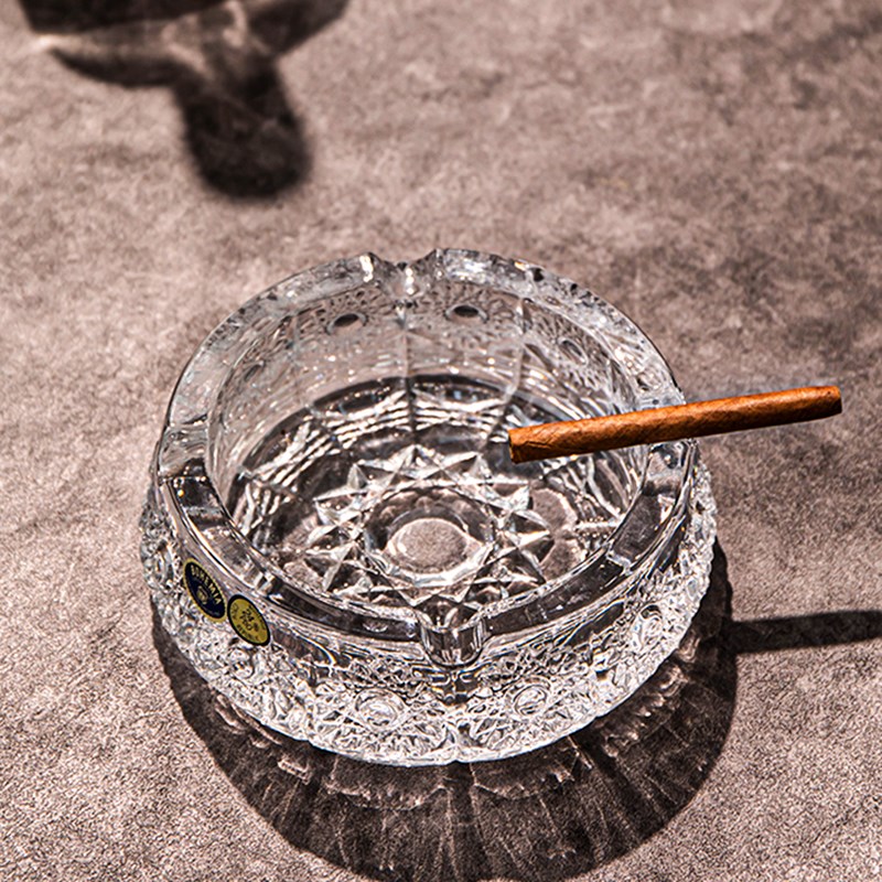 捷克进口BOHEMIA水晶玻璃高档复古烟缸装饰雪茄盒茶几烟灰缸礼品