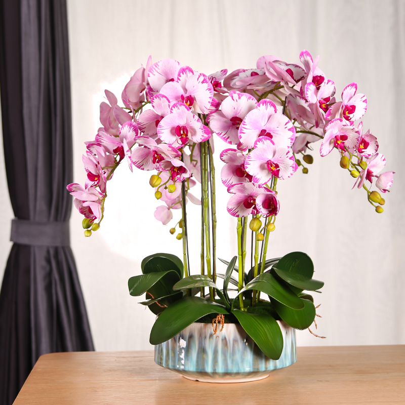 蝴蝶兰仿真花艺客厅摆设餐桌面摆件室内假花卉装饰盆栽塑料电视柜