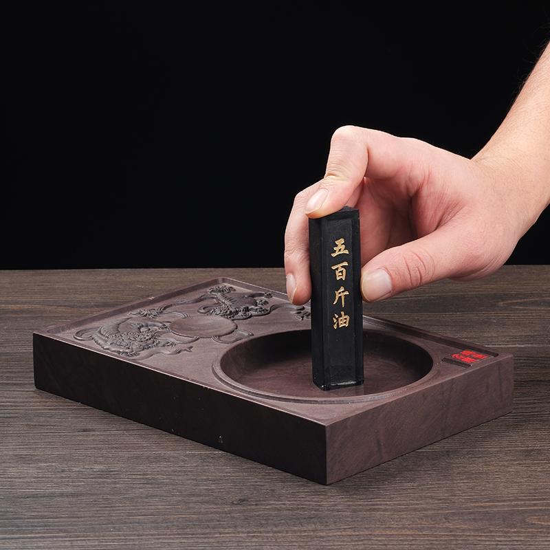 非遗 肇庆端砚砚台8寸宋坑精品砚台 正宗老坑天然原石手工磨墨条