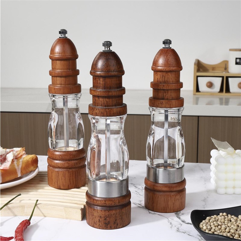 现磨胡椒研磨器家用手动碎海盐花椒胡椒粉研磨器实木灯塔胡椒磨