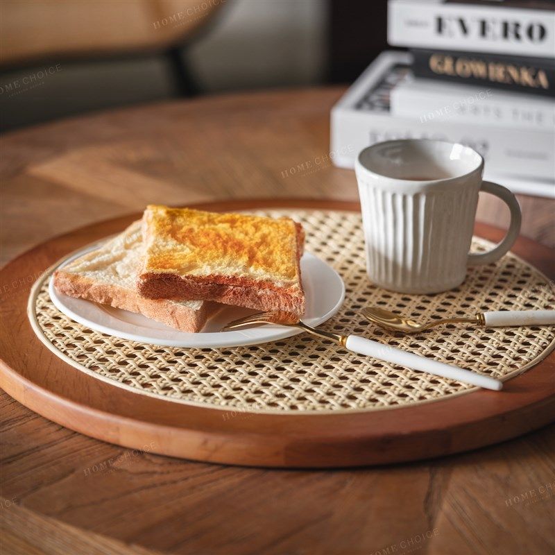 润家家居in风圆形藤编托盘木质编织香薰蜡烛食物复古托盘子,家居饰品,香薰托盘,淘宝优惠券,粉丝福利购,淘宝优惠卷