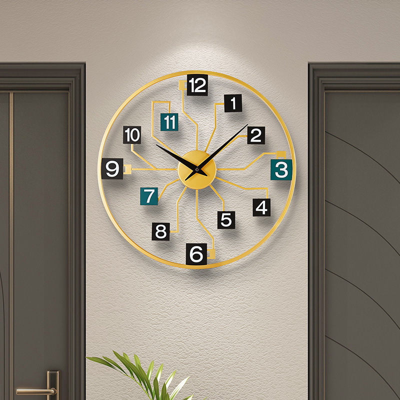 挂钟钟表客厅家庭轻奢圆形艺术装饰时钟餐厅挂墙免打孔静音石英钟