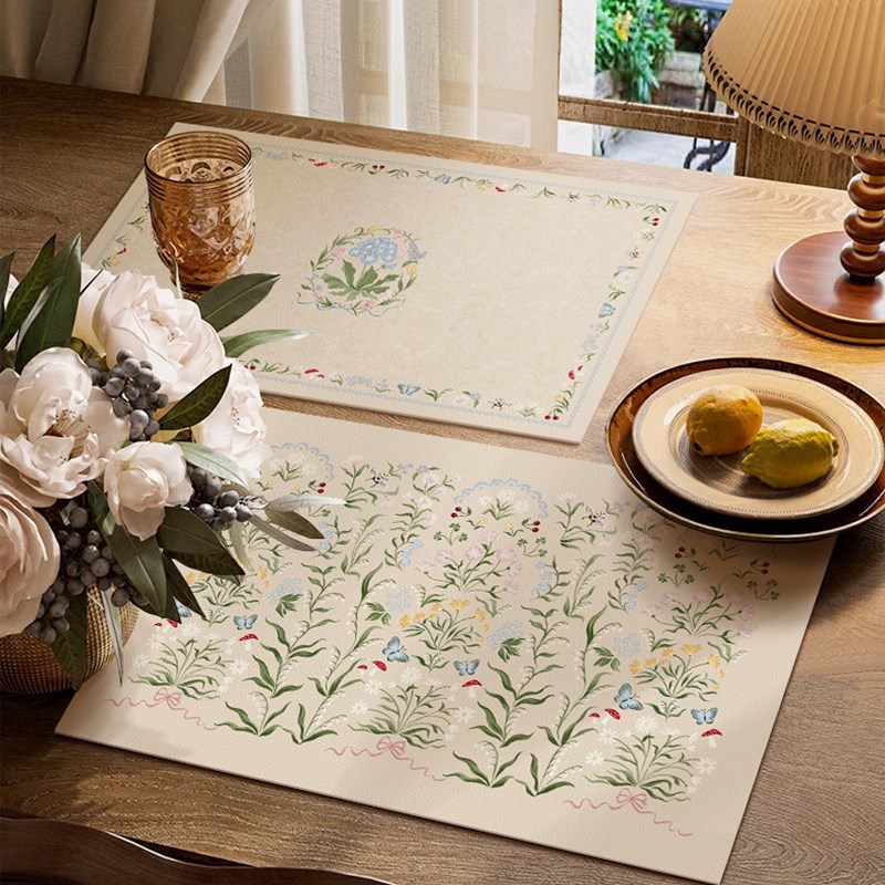 法式田园森林精灵皮革餐垫碗盘垫餐桌垫防水防油高级感茶几西餐垫