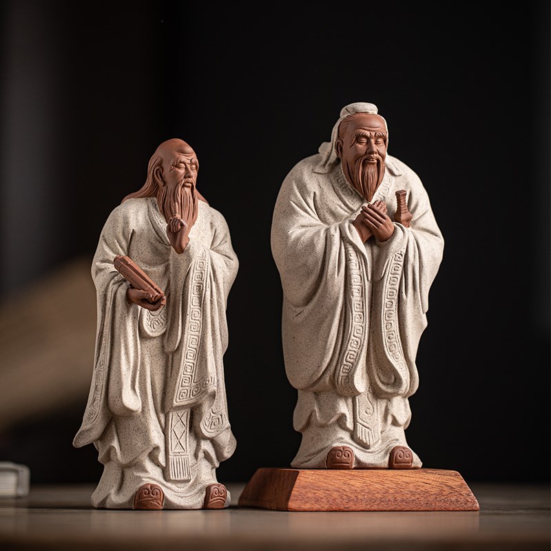 中式陶瓷历史人物孔夫子圣人雕像神像家居书房装饰工艺品孔子摆件