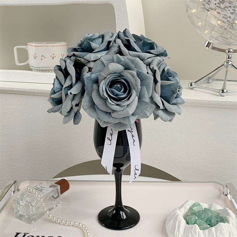 卡布奇诺玫瑰花仿真花假花家居花艺装饰品摆设客厅餐桌摆花艺摆件