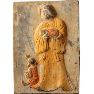 仿古唐代砖雕仕女图古建筑壁画砖古玩收藏艺术品文物复制拓片素材