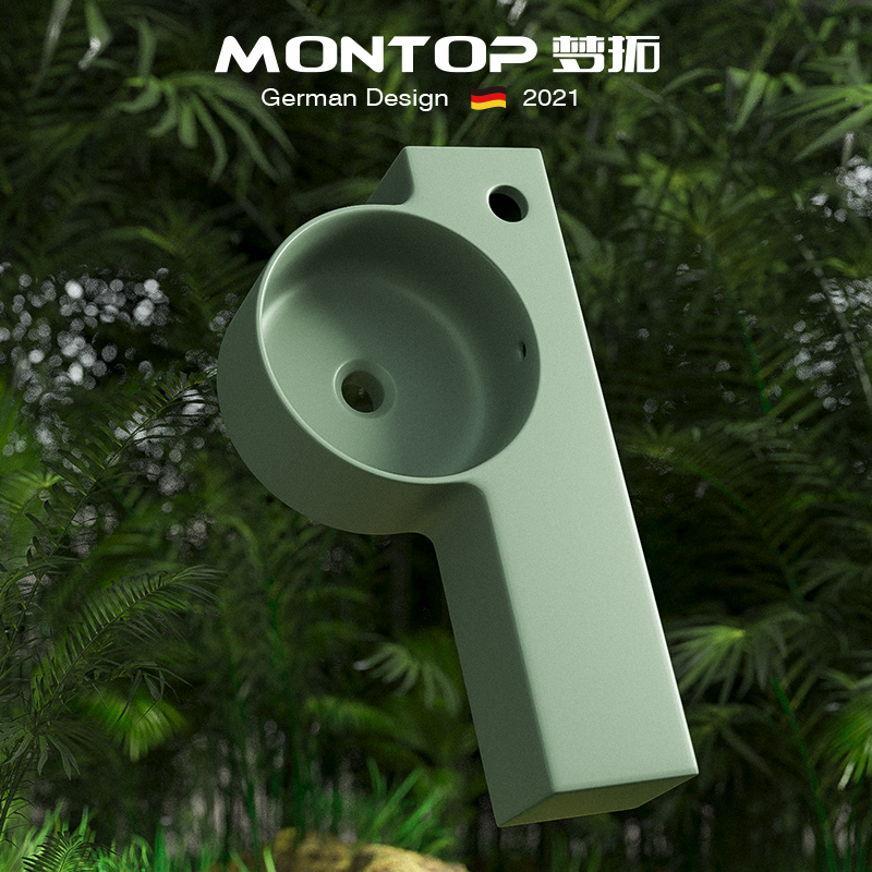 个性陶瓷挂墙洗脸盆绿色洗手盆支架挂盆阳台壁挂式小户型迷你台盆