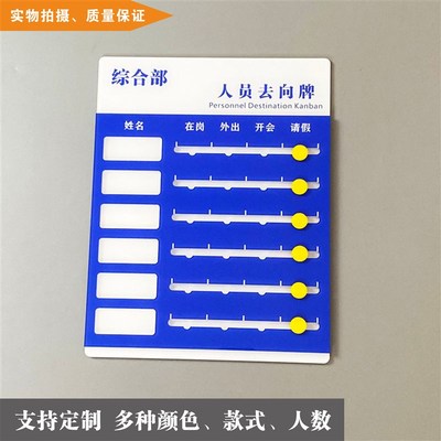 亚克力人员去向牌定制公司单位学校医院办公室职工去向状态提示牌