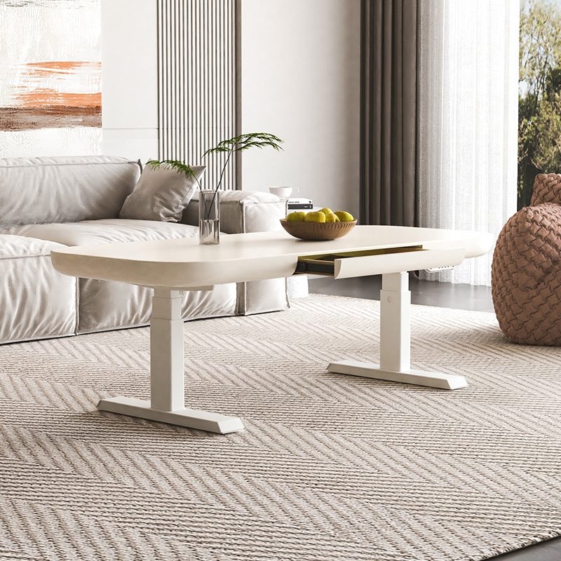 现代奶油风客厅升降茶几家用小户型桌子智能升降创意小茶几