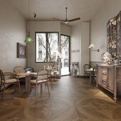 简漫复古拼木纹瓷砖客厅阳台卧室奶油风仿木地板砖