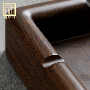 黑檀实木烟灰缸带盖大号创意个性潮流家用客厅防飞灰定制复古