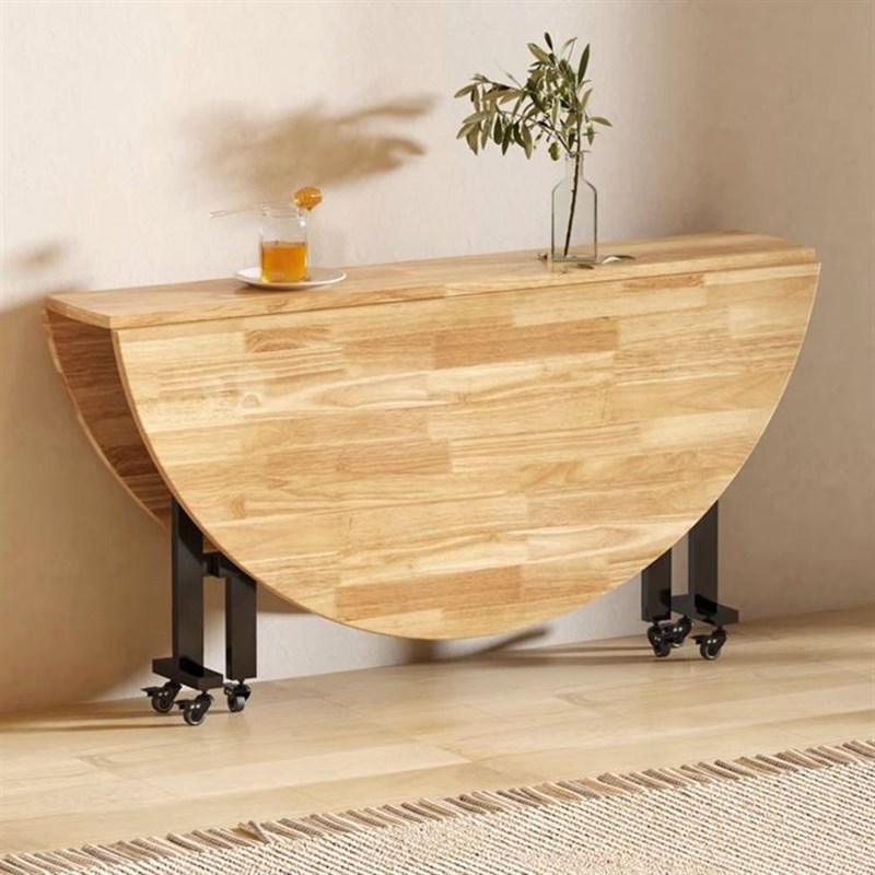 实木折叠桌小户型家用可移动创意折叠餐桌家庭聚会10人吃饭大圆桌