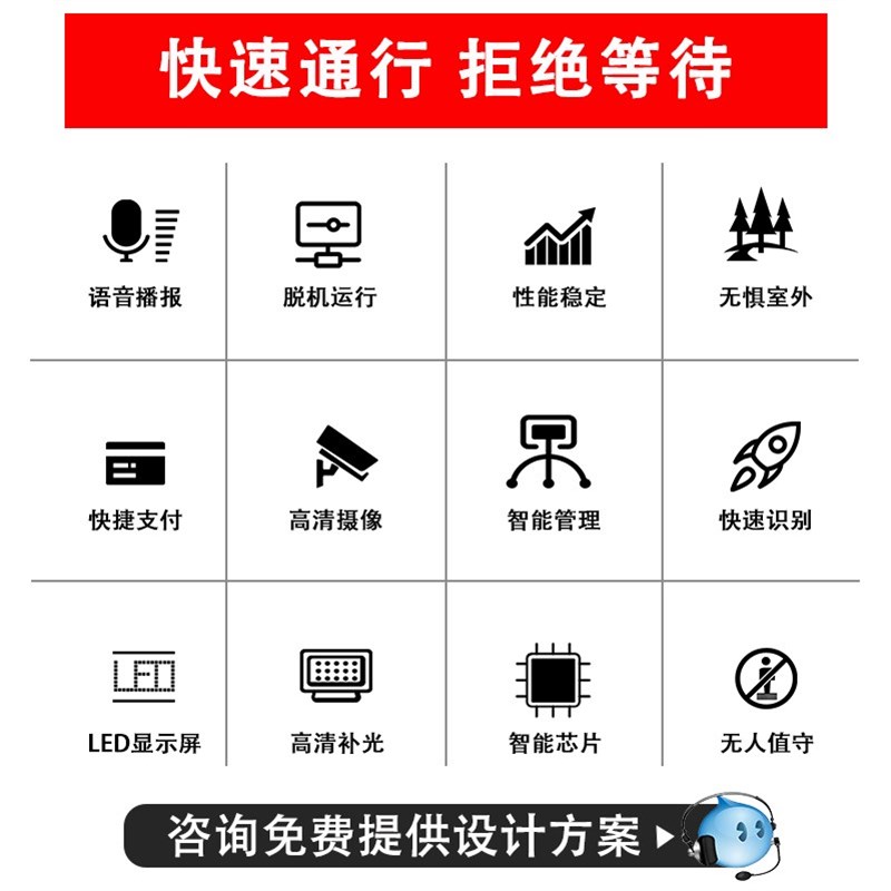 关关智能广告门禁升降杆自动机识别一体机停车场收费管理系统