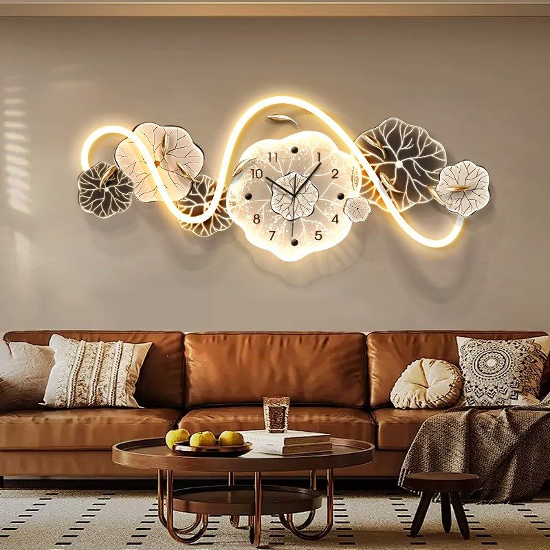 九鱼图客厅装饰画奶油风沙发背景墙钟表壁灯画高级感d寓意挂画,家居饰品,氛围画/灯画,淘宝优惠券,粉丝福利购,淘宝优惠卷