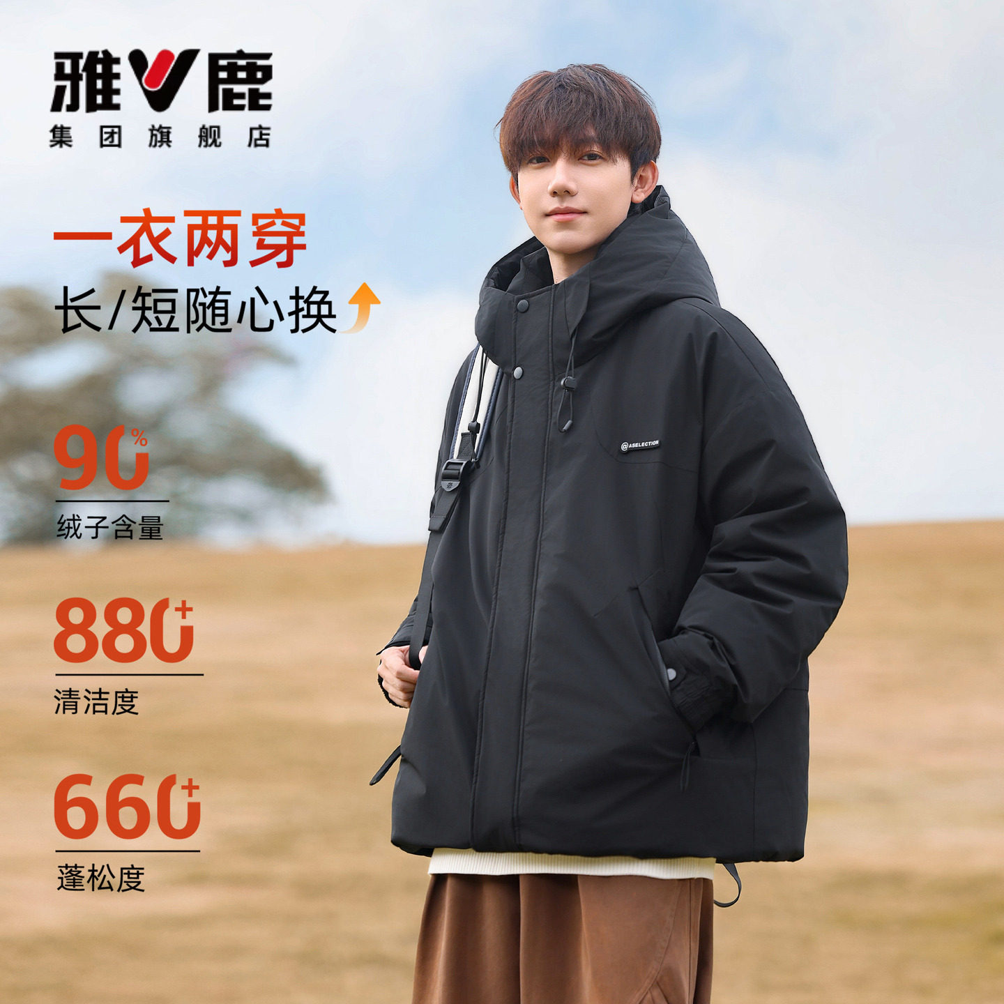 【可长可短】雅鹿风衣羽绒服中长