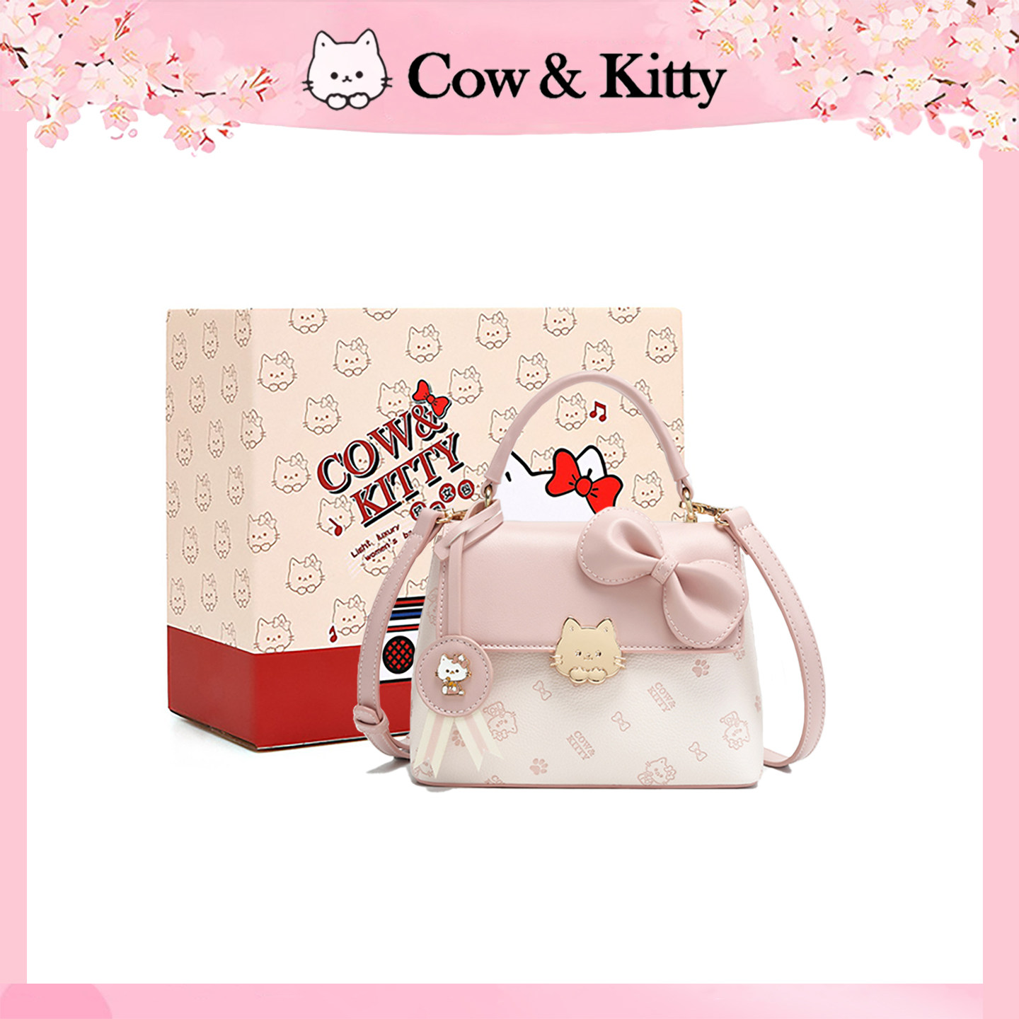 Cow&Kitty巨好看的包包女2025新款大学生通勤蝴蝶结包手提斜挎包,箱包皮具/热销女包/男包,小方包,淘宝优惠券,粉丝福利购,淘宝优惠卷