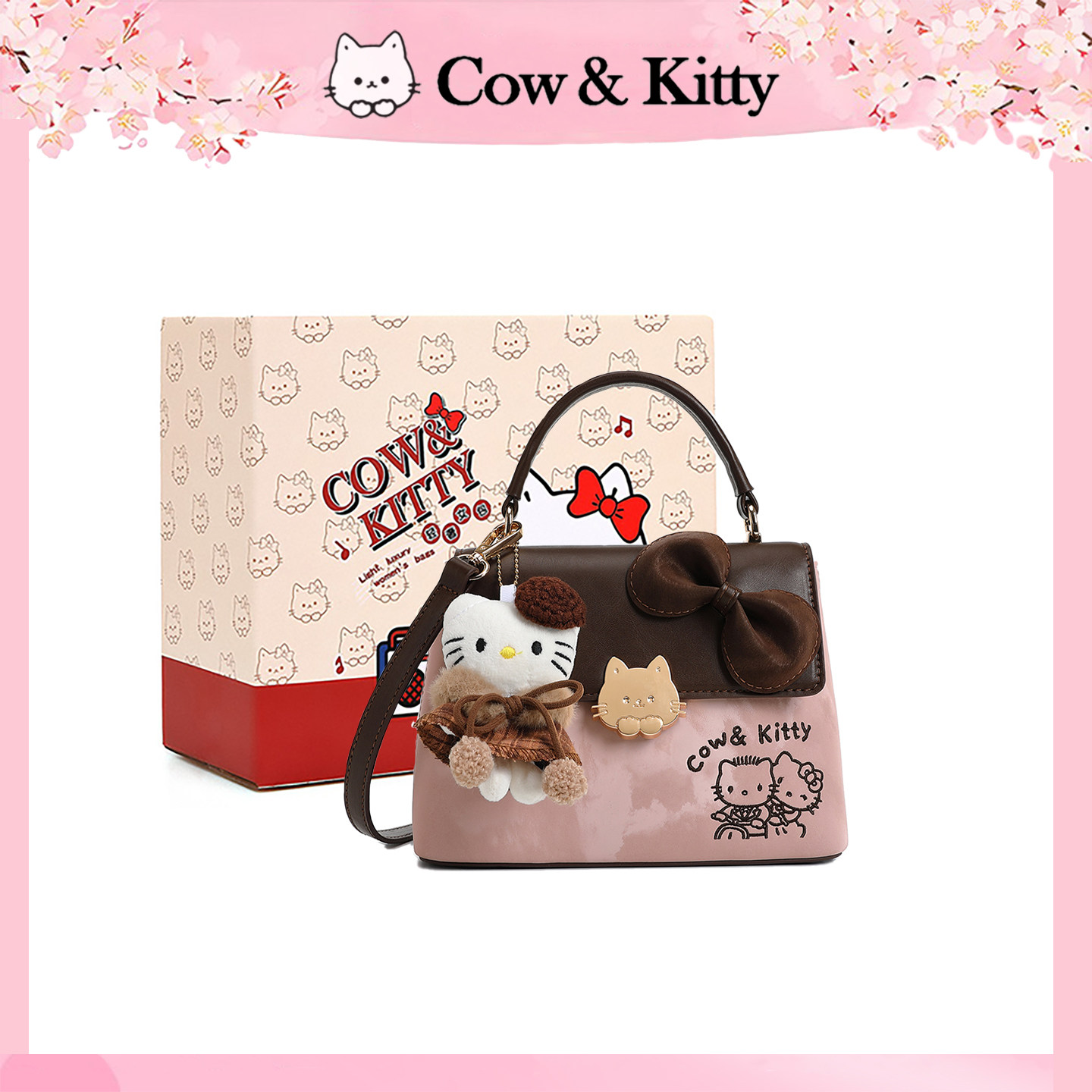Cow&Kitty巨好看包包女2026新款ins小众减龄高颜值蝴蝶结斜挎小包