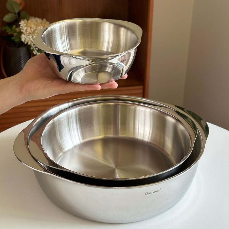 多功能汤盆!不锈钢和面盆沙拉碗火锅涮菜锅烘焙料理盆电磁炉通用