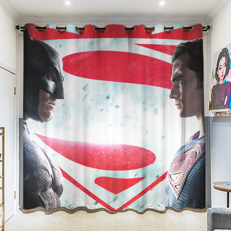 小丑女DC宇宙正义联盟粗麻卧室客厅挂钩学生寝室全遮光打孔窗帘布