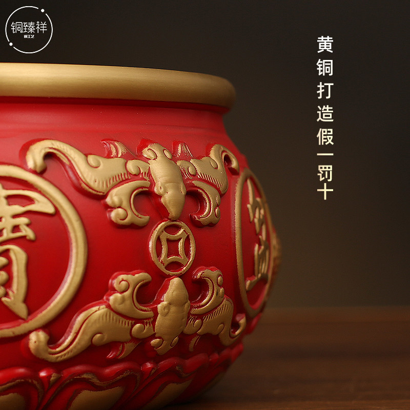 黄铜红色八福聚宝盆玄关酒柜家居客厅电视柜办公桌装饰品礼品,家居饰品,装饰摆件,淘宝优惠券,粉丝福利购,淘宝优惠卷