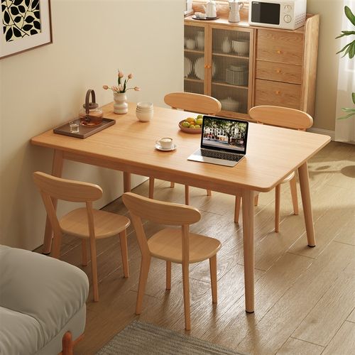 三梦全实木餐桌客厅家用小户型长方形餐桌风桌椅吃饭桌子