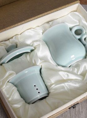 龙泉青瓷茶具茶杯茶水分离杯男女士精致泡茶用会务盖杯送礼定制杯